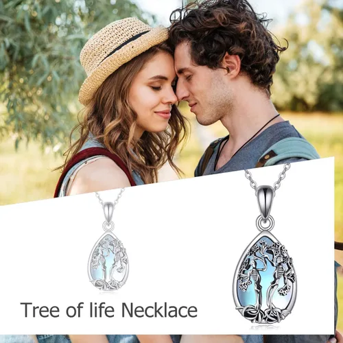Miniatura 73 de ONEFINITY Collar de plata de ley 925 con diseño de árbol de la vida con colgante de nudo celta de concha de abulón para mujer