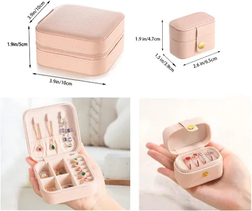 Miniatura 3 de VOMNA Juego de joyas de viaje, mini estuche de joyería, pequeño organizador de joyas portátil, estuche de almacenamiento de joyas para anillos