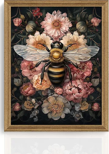 ICHZUMW Decoración de habitación Cottagecore oscura, estampado floral de abeja William Morris, decoración del hogar mística de bruja bohemia, arte