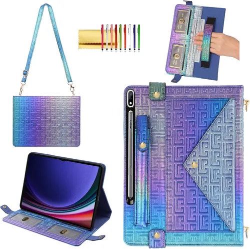 Miniatura 63 de Bolso Funda para Samsung Galaxy Tab S10 FE/S9 FE 10.9"/S9/S8/S7 11", Techcircle Folio con Soporte Cruzado, Billetera con Ranura para Lápiz S Pen