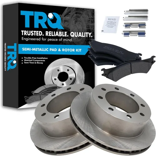 Miniatura 100 de TRQ Juego de pastillas de freno semimetálicas traseras y rotores compatibles con Chevrolet Trailblazer 02-06 Trailblazer EXT 04-06 SSR 02-07 GMC