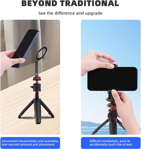 Miniatura 3 de BRDRC Soporte de zapata fría para teléfono, soporte de trípode para iPhone Magsafe Adaptador de zapata magnética para cámara con rosca de 1/4
