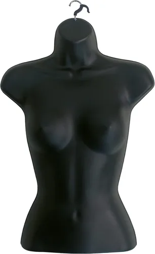 Miniatura 5 de Juego de maniquí negro con espalda hueca masculina y femenina con soportes con poste de metal, tamaños S-M