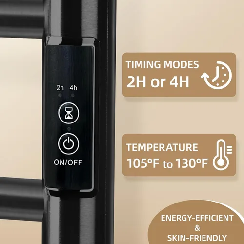 Miniatura 4 de Calentadores de toallas para baño, toallero eléctrico calentado montado en la pared, estante de almacenamiento caliente con temporizador integrado