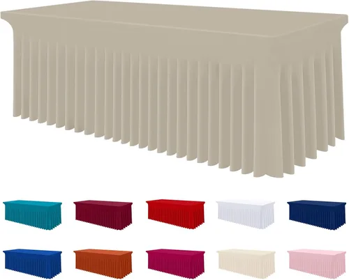 Miniatura 11 de Smiry Mantel de Spandex, Mantel Elástico Ajustable Extensible para Mesas Rectangulares de 6 Pies, Falda Cubierta de Mesa Impermeable y Lavable