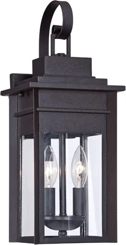 Miniatura 2 de Franklin Iron Works Bransford - Lámpara de pared rústica tradicional para exteriores, farol negro moteado gris, paneles de vidrio transparente de 17