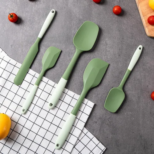 Miniatura 7 de Juego de espátulas de silicona, 5 espátulas de goma de grado alimenticio para hornear, cocinar y mezclar, resistentes al calor, antiadherentes