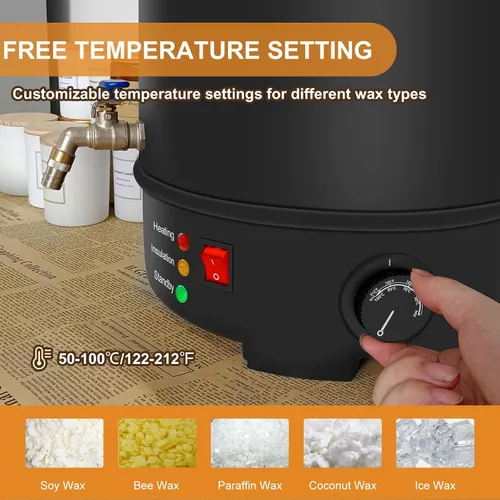 Miniatura 6 de Leerie L10 - Kit de olla de fusión de cera eléctrica extra grande para hacer velas, 20 libras para hacer velas, con núcleo de calefacción, boquilla