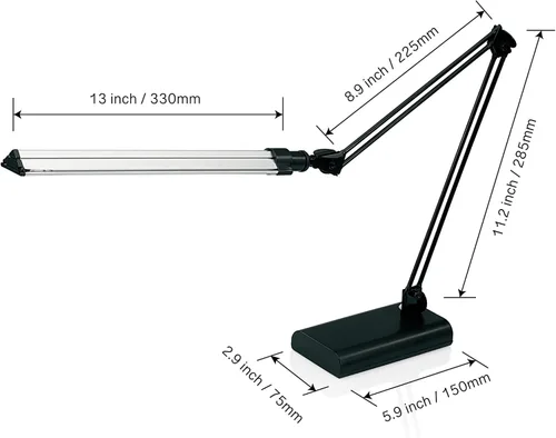 Miniatura 4 de Realspace™ Arquitecto lámpara de escritorio, ajustable, 21-1/2"H, negro/plata