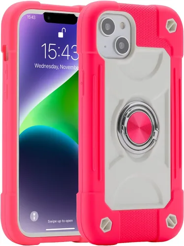 Miniatura 50 de MARKILL Funda compatible con iPhone 15 de 6.1 pulgadas con soporte integrado, [grado militar resistente de cuerpo completo] protección contra Rosa