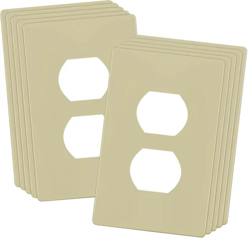 Miniatura 65 de ENERLITES Placa de pared de salida de receptáculo dúplex de tamaño mediano, placas de cubiertas de toma de corriente, tamaño medio de 1 banda, 4.88
