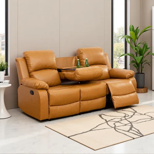 Miniatura 27 de Juego de sala de Estar reclinable de 3 piezas, juego de sofá reclinable Manual para conjunto de muebles de sala de Estar, con consola de Gris oscuro