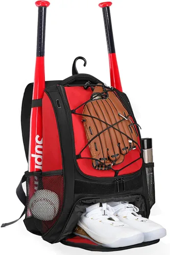 Miniatura 10 de Goloni Mochila de béisbol, bolsa de béisbol para adultos, bolsa de bate de sóftbol con compartimento para zapatos, compartimento principal grande