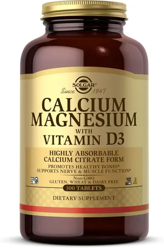 Solgar Calcio y Magnesio con Vitamina D3, 300 Tabletas - Promueve Huesos Saludables, Apoya la Función Nerviosa y Muscular - Forma Altamente