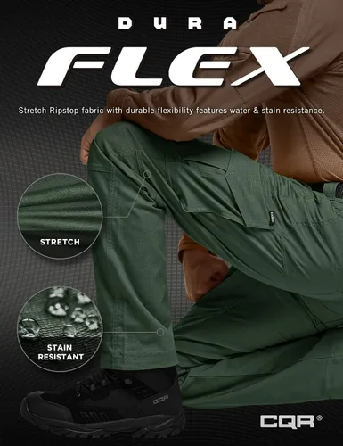 Miniatura 5 de CQR Men's Flex Ripstop Tactical Pants, Water Resistant Stretch Cargo Pants, Lightweight EDC Hiking Work Pants