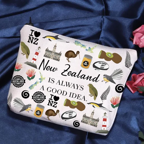 Miniatura 5 de POFULL Regalo inspirado en Nueva Zelanda - Es siempre una buena idea bolsa de cosméticos para los amantes de Nueva Zelanda, Bolsa de cosméticos New