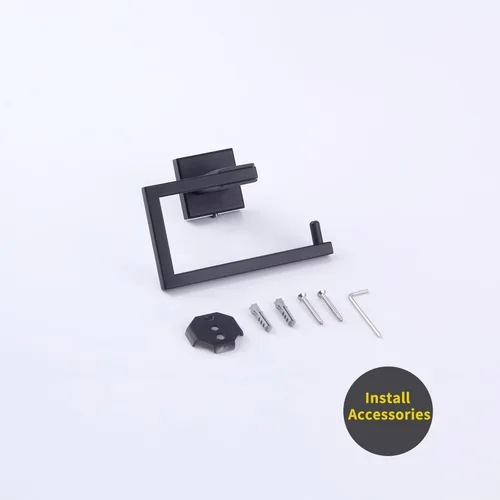 Miniatura 8 de GERZ Soporte de papel higiénico para baño SUS 304 acero inoxidable mate negro soporte de rollo de papel de seda soporte de pared JG1905-BK