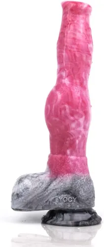 Miniatura 9 de Consolador de silicona artificial de gran tamaño para perro, lobo de silicona, nudo grande, multicolor (rosa+gris)