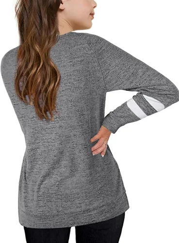 Miniatura 2 de Apbondy Camisetas casuales de manga larga con cuello redondo y rayas sueltas para niñas