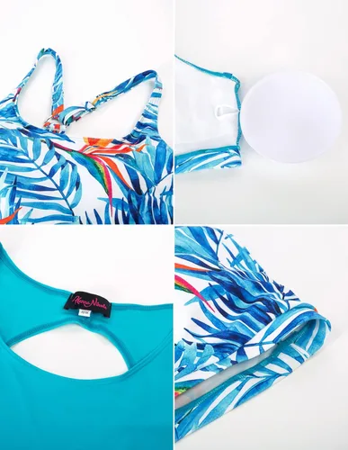 Miniatura 6 de Hanna Nikole Traje de baño de 3 piezas para mujer, talla grande, control de abdomen, conjunto de tankini atlético