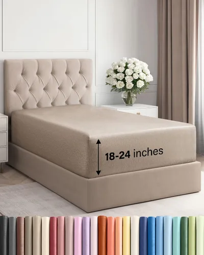 Miniatura 67 de Sábana bajera ajustable extra profunda tamaño completo – Sábana bajera individual de lujo para hotel únicamente – Se adapta fácilmente a colchones