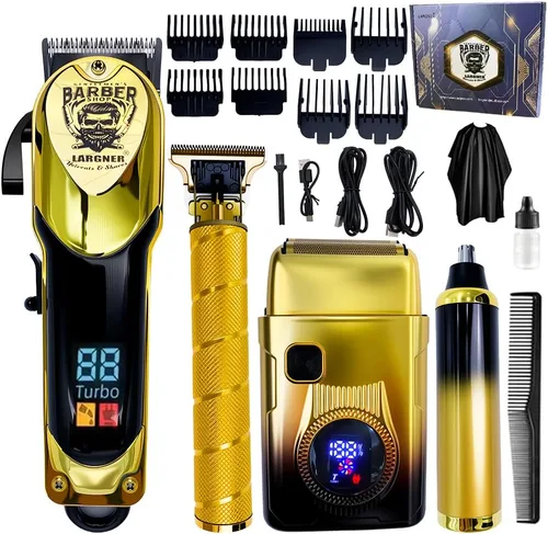 Cortapelos para hombres profesionales – Kit de afeitadora eléctrica 4 en 1 para hombre con pantalla LED, cortadora de pelo inalámbrica, cortadora de