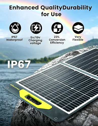 Miniatura 5 de Greenmagic - Panel solar portátil de 200 W, panel solar plegable de 200 W, ligero con soportes para el hogar, camping, barco, cobertizo, granja