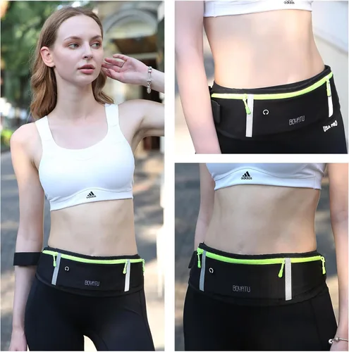 Miniatura 7 de BOYATU Cangurera para cinturón para correr: cintura delgada para mujeres y hombres, bolsa de entrenamiento ajustable para teléfono, bolsa de cintura