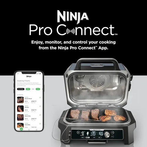 Miniatura 6 de Ninja OG951 Woodfire Pro Connect Premium XL - Parrilla y ahumador para exteriores, Bluetooth, habilitado por app, parrilla maestra 7-en-1, ahumador