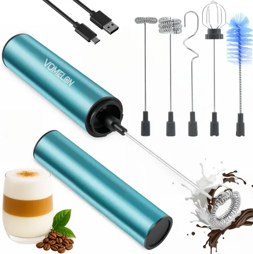 Miniatura 12 de Espumador de leche recargable de mano, espumador eléctrico de mano, mezclador de bebidas para café, lattes, capuchino y huevo, acero inoxidable