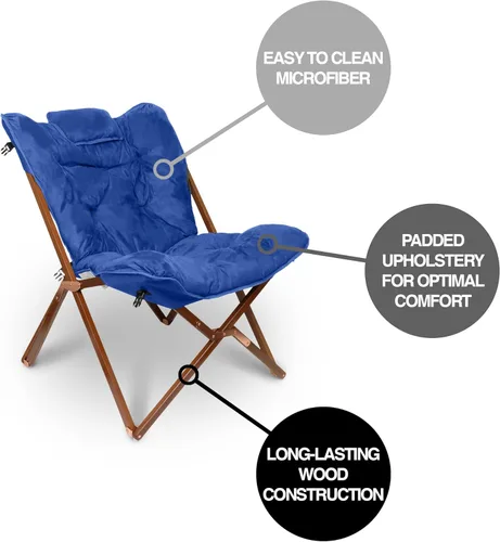 Miniatura 4 de Zenithen Silla plegable de mariposa de madera portátil para interiores, perfecta para leer, estudiar, jugar, adecuada para dormitorios, dormitorios