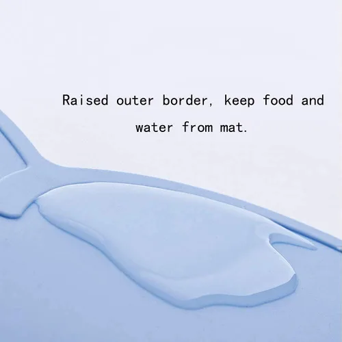 Miniatura 5 de Tapete de silicona prémium para comida para gatos, mantel individual antideslizante e impermeable con labios altos para perros, gatos y otros Azul