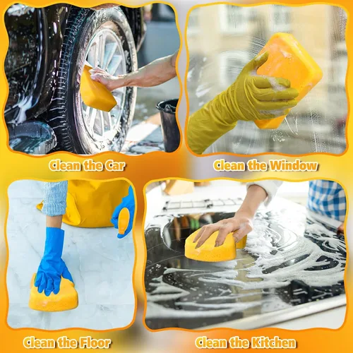 Miniatura 6 de Tioncy 6 esponjas grandes a granel de 7.5 x 5.5 x 1.9 pulgadas, lechada de espuma para lavado de autos, esponja de limpieza y lavado, espuma