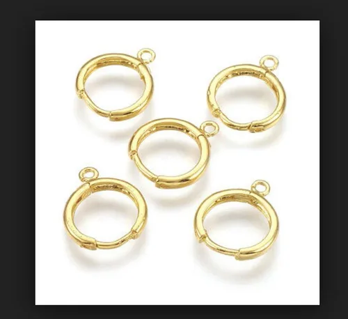 Miniatura 4 de 100 piezas de Adabele hipoalergénicas, resistentes al deslustre, de 0.630 pulgadas, redondas, arracadas de 0.630 pulgadas, ganchos para aretes Dorado