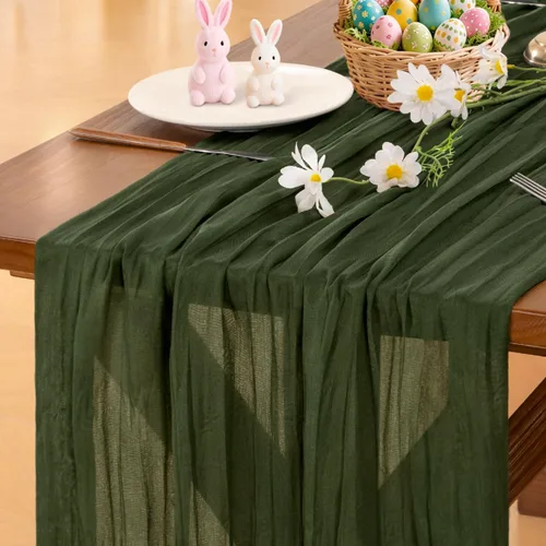 Miniatura 53 de Socomi - 10 caminos de mesa de gasa, estilo bohemio y rústico, para primavera, Pascua, bodas, fiestas, baby showers, cumpleaños y decoración, 120