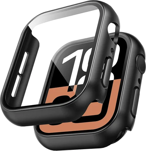 Miniatura 14 de TAURI - Juego de 2 carcasas rígidas para Apple Watch SE Series 6, 5, 4, 1.732 in (44mm), protector de pantalla integrado de cristal templado 9H, Azul