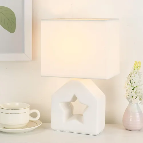 Miniatura 8 de Vera - Lámpara de mesa pequeña rosa para sala de estar como lámpara de mesita de noche para dormitorio, lámpara de mesa moderna de cerámica
