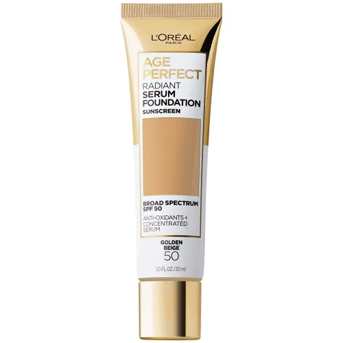 Miniatura 28 de L'Oreal Paris Age Perfect Base de suero radiante con SPF 50, Rosa Miel, 1 fl. oz. Rosa (honey rose)