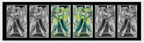 Miniatura 82 de Marco de cómic blanco mate para cómics publicado entre 1938 y 1955 (marco de madera maciza de cómic de la edad dorada) hecho para mostrar 4 cómics
