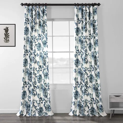 Miniatura 33 de HPD Half Price Drapes Cortinas florales de algodón de lujo con estampado de 84 pulgadas de largo (1 panel), modernas cortinas de oscurecimiento