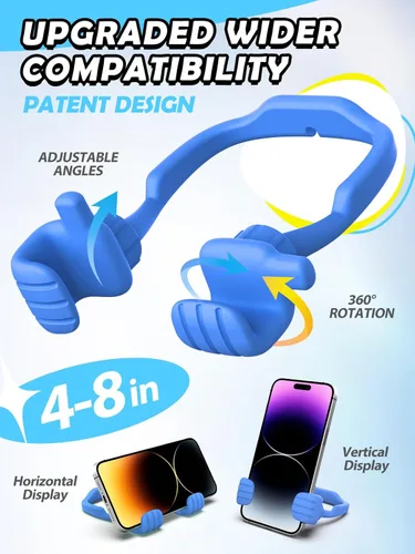 Miniatura 2 de Relleno de calcetines para adolescentes, niños y niñas, soporte para teléfono celular: soporte de pulgar perezoso ajustable con pulgares hacia Azul