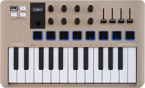 Miniatura 12 de Arturia MiniLab Controlador de teclado MIDI USB de 3 a 25 teclas con 8 almohadillas de batería multicolor, 8 perillas y software de producción