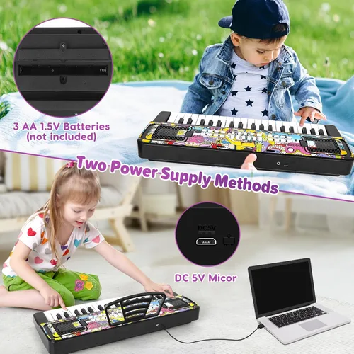 Miniatura 3 de M SANMERSEN Teclado de piano para niños, piano para niños, teclados musicales de 37 teclas, pianos electrónicos con soporte para libro de música
