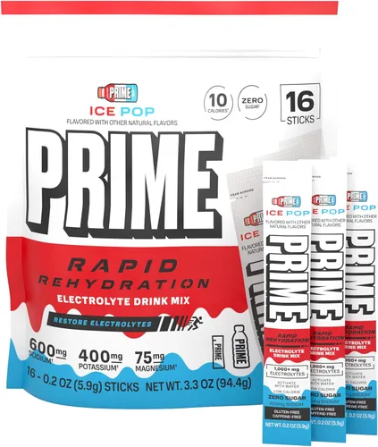 Miniatura 11 de PRIME - Palitos de electrolitos en polvo de rehidratación rápida, naranja glaciar, mezcla de bebida de hidratación sin azúcar con vitaminas