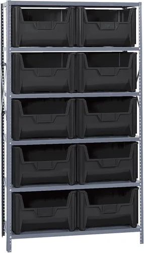 Miniatura 327 de Quantum QSBU-245BK Heavy Duty Shelving Unit with (7) Shelves and (24) QUS245 Black Bins for Garage Warehouse Storage Distribution 400 lb Load
