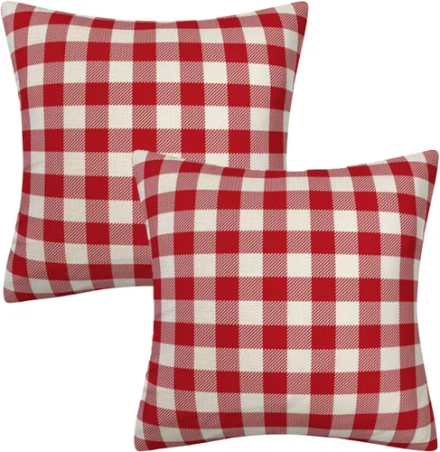 Miniatura 7 de Fundas de almohada decorativas rústicas de Aqua y blanco a cuadros estilo búfalo para sofá, funda de almohada para granja, decoración