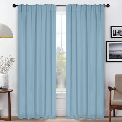 Miniatura 13 de BLUENILEMILLS Paneles de cortinas opacas para oscurecer la habitación con bolsillo para barra/pestañas traseras, cortinas perfectas para ventanas