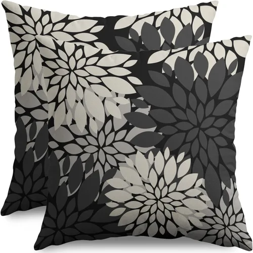 Miniatura 79 de Fundas de Almohada Azul Aguamarina 16X16 Pulgadas Juego de 2, Flores de Dalia Primavera Verano Floral Crema Fundas de Almohada Decorativas