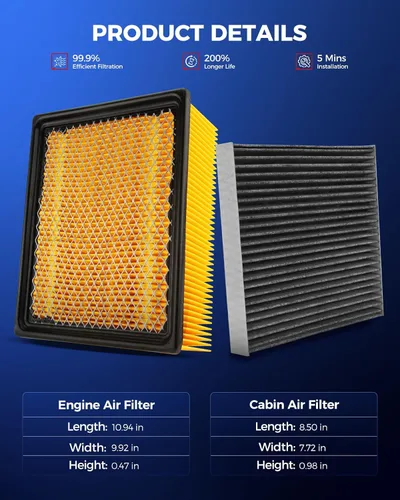 Miniatura 3 de KAX Kit de filtro de aire de motor y cabina, repuesto para Ram 2500 2016-2025, 3500 2016-2025, 5500 2016-2025, 4500 2016-2023, 2025, repuesto #