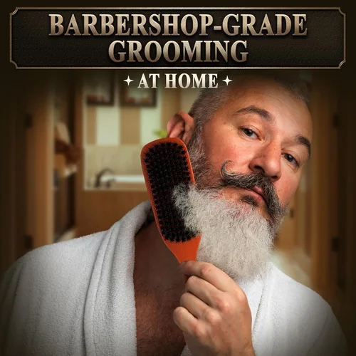 Miniatura 8 de Cepillo de barba para hombre con mango – Cepillo de barba de cerdas de jabalí suave para hombres, diseño de madera de 9 pulgadas para barbas